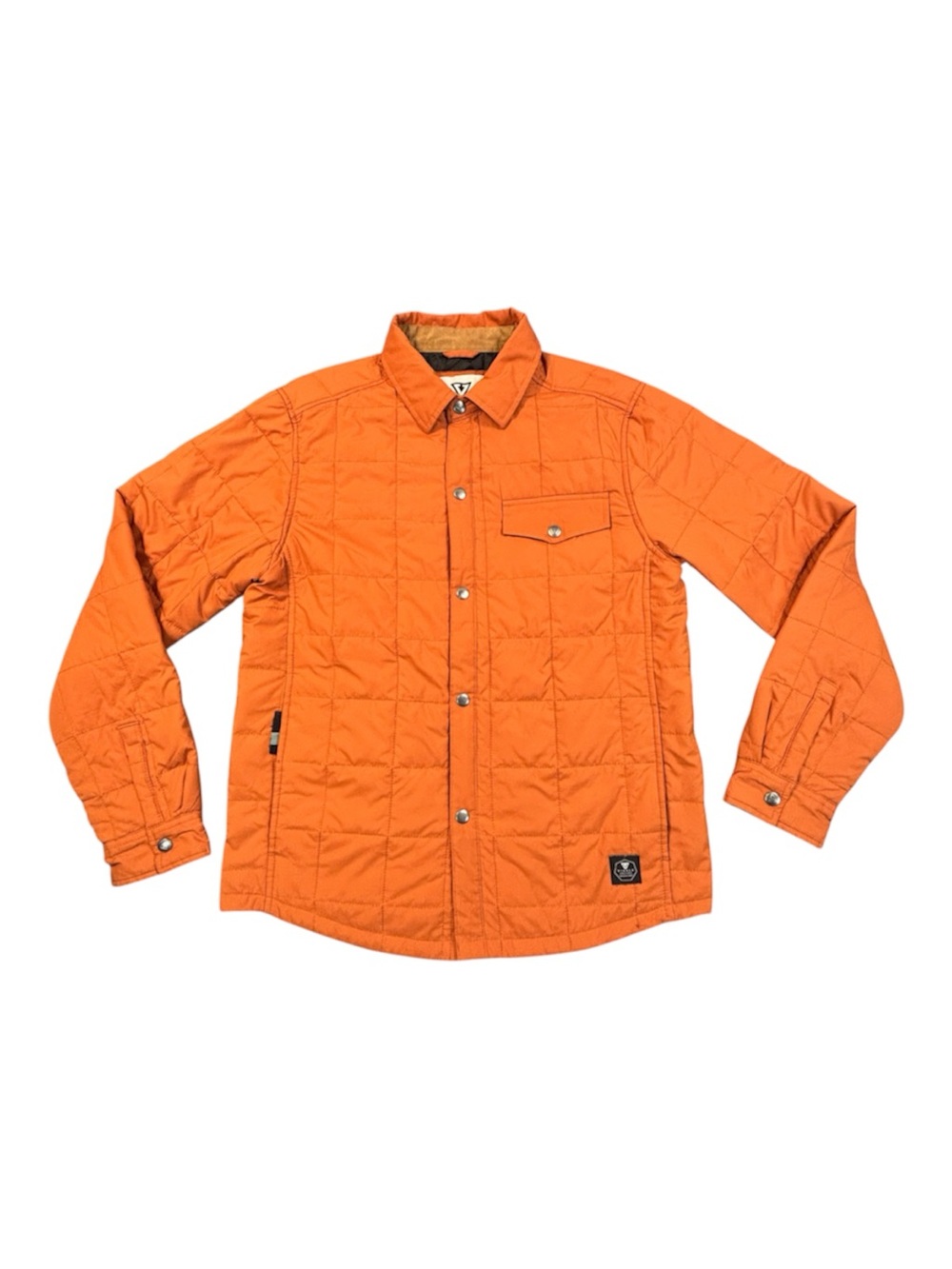 Vissla Men Medium Quilted Snap Button Shirt Jacket Rust Orange Puffer Surf M703Q